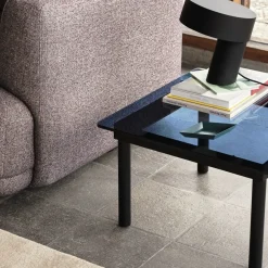Table basse Kofi Chêne Massif Noir u0026 Verre Teinté Gris - l 80 x L 80 x h 36 cm