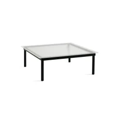 Table basse Kofi Chêne Massif Noir u0026 Verre Roseau Clair - l 100 x L 100 x h 36 cm