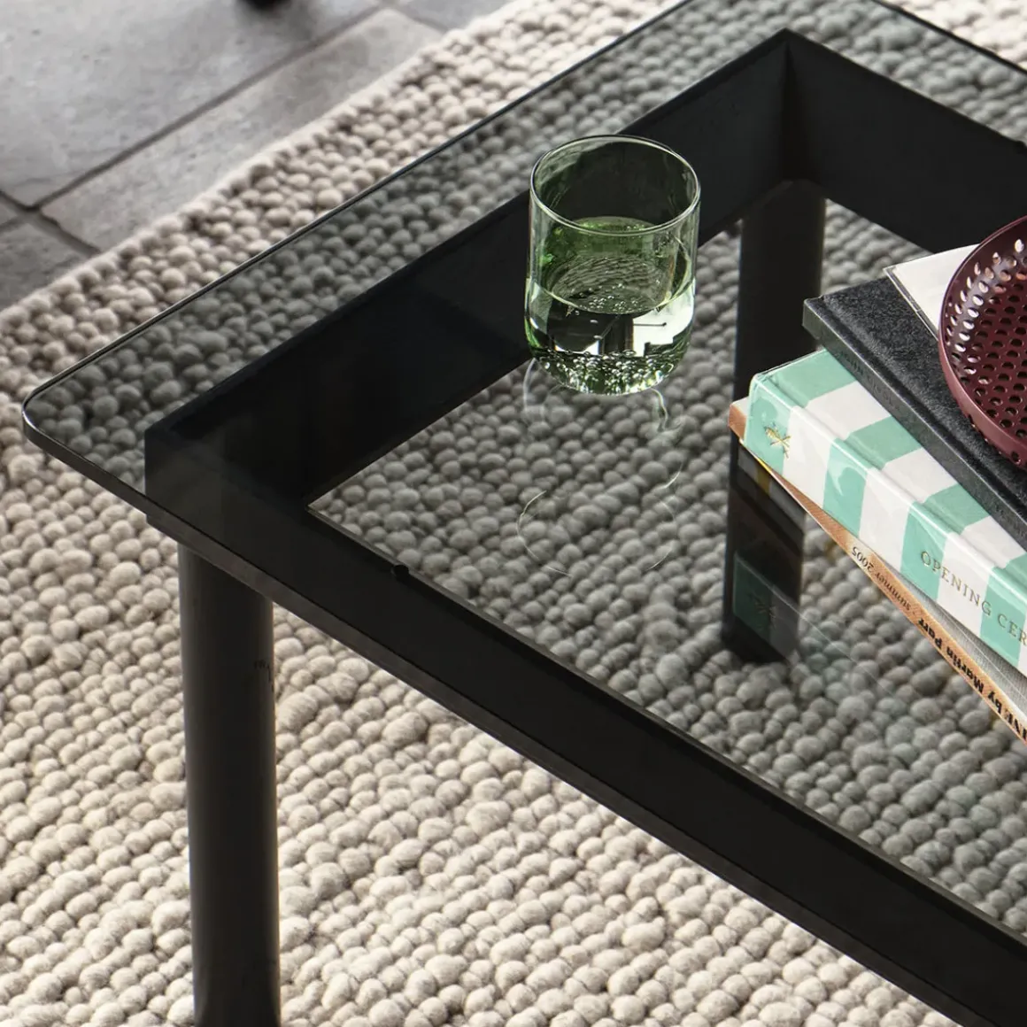 Table basse Kofi Chêne Massif Noir u0026 Verre Teinté Gris - l 100 x L 100 x h 36 cm