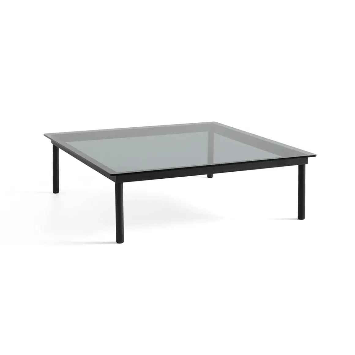 Table basse Kofi Chêne Massif Noir u0026 Verre Teinté Gris - l 120 x L 120 x h 36 cm