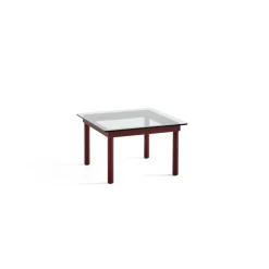 Table basse Kofi Chêne Massif Rouge Grange u0026 Verre Clair - l 60 x L 60 x h 36 cm