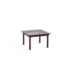 Table basse Kofi Chêne Massif Rouge Grange u0026 Verre Teinté Gris - l 60 x L 60 x h 36 cm