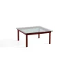 Table basse Kofi Chêne Massif Rouge Grange u0026 Verre Teinté Gris - l 80 x L 80 x h 36 cm