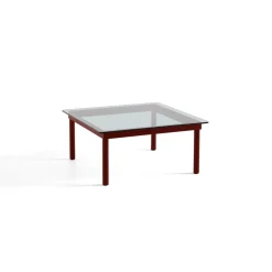 Table basse Kofi Chêne Massif Rouge Grange u0026 Verre Teinté Gris - l 80 x L 80 x h 36 cm