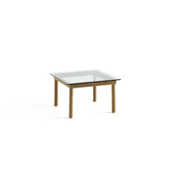 Table basse Kofi Chêne Massif u0026 Verre Clair - l 60 x L 60 x h 36 cm