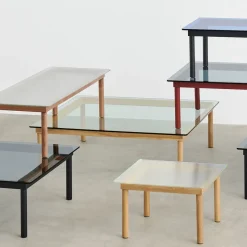 Table basse Kofi Chêne Massif u0026 Verre Clair - l 100 x L 100 x h 36 cm