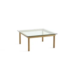Table basse Kofi Chêne Massif u0026 Verre Clair - l 80 x L 80 x h 36 cm