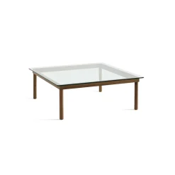 Table basse Kofi Noyer Massif u0026 Verre Clair - l 100 x L 100 x h 36 cm