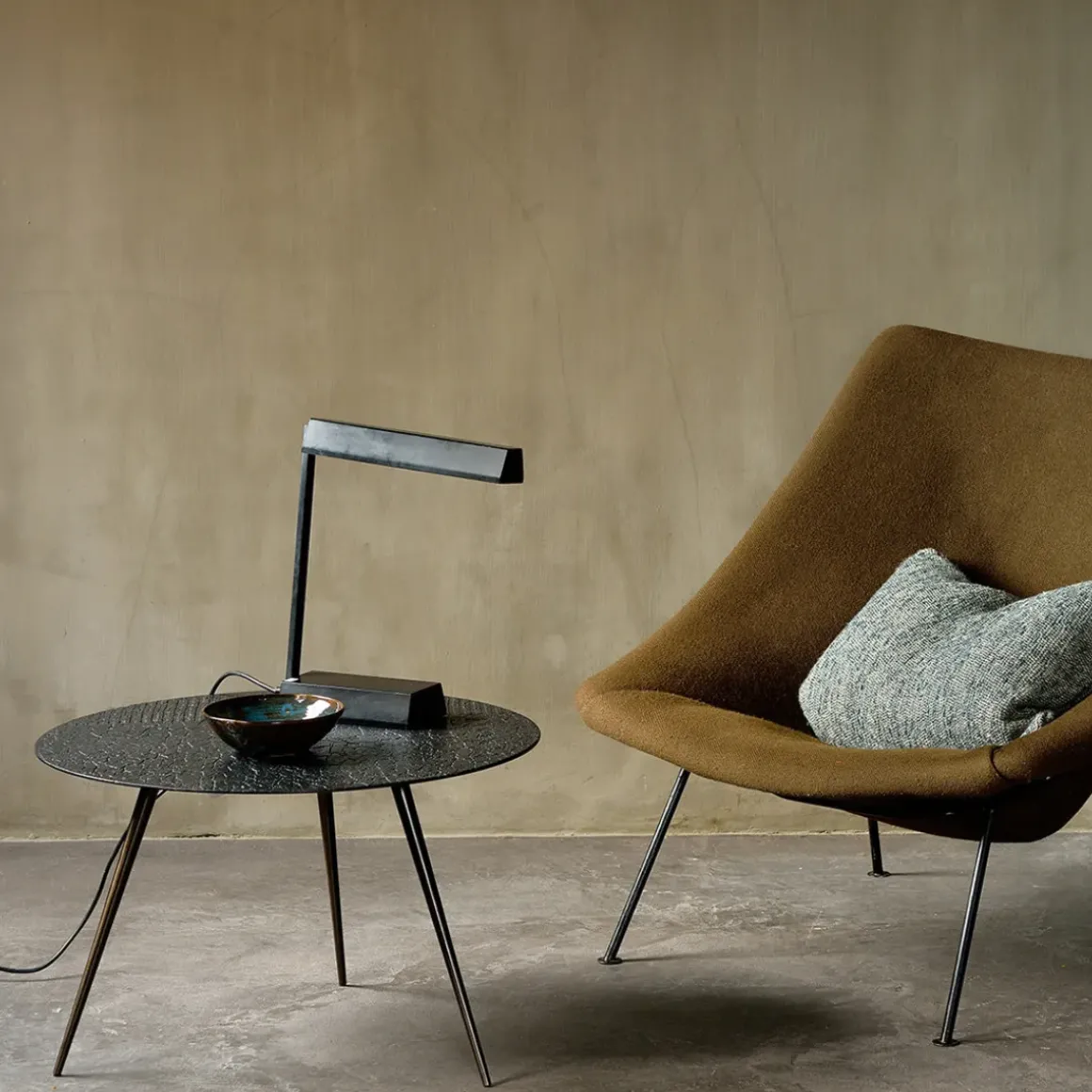Table basse Luna en mineaux - noir - Ø 65 x h 41 cm
