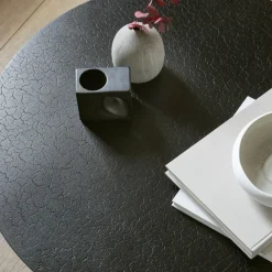 Table basse Luna en mineaux - noir - Ø 80 x h 35 cm