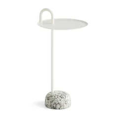 Table d'appoint Bowler en acier et granit - Blanc crème