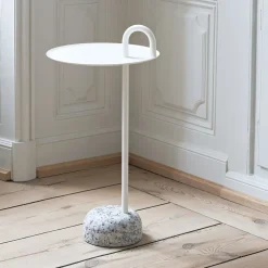 Table d'appoint Bowler en acier et granit - Blanc crème