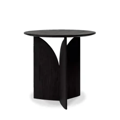 Table d'appoint Fin en teck noir verni - Ø 50 cm