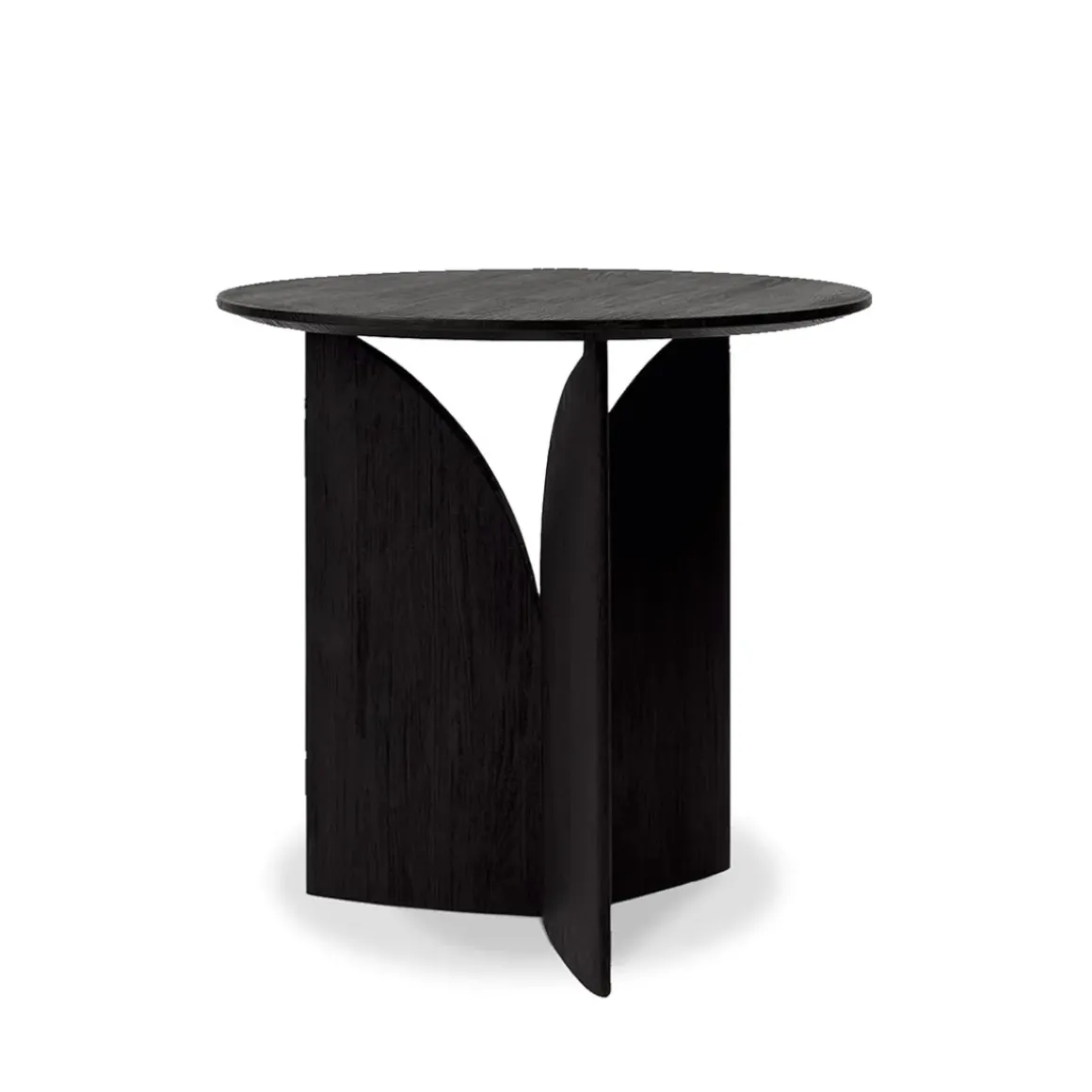 Table d'appoint Fin en teck noir verni - Ø 50 cm