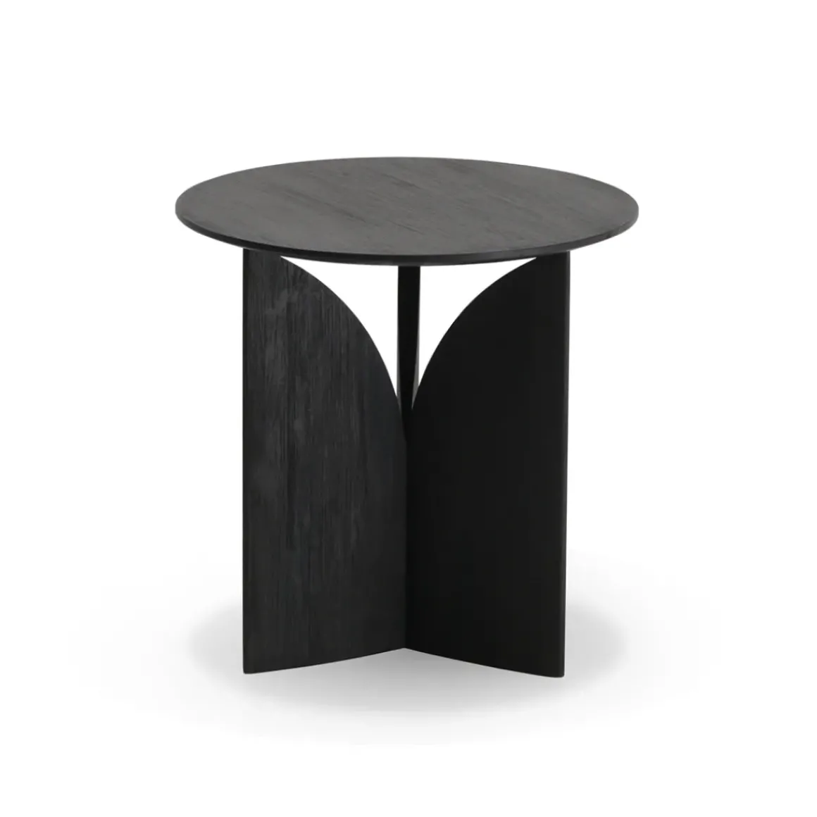 Table d'appoint Fin en teck noir verni - Ø 50 cm