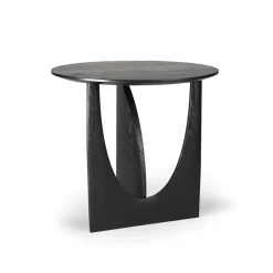 Table d'appoint Geometric en chêne noir verni - Ø 51 x h 50 cm