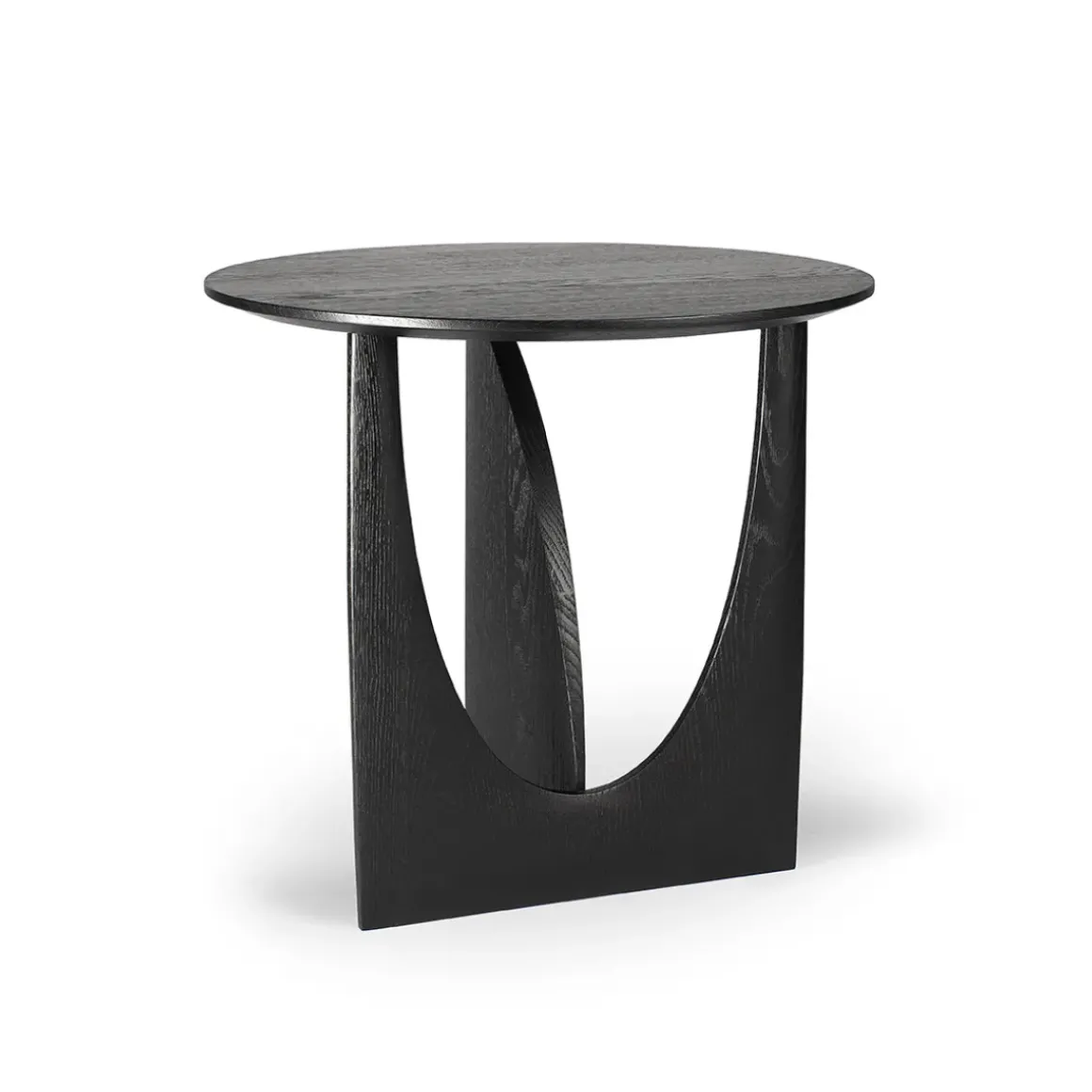 Table d'appoint Geometric en chêne noir verni - Ø 51 x h 50 cm