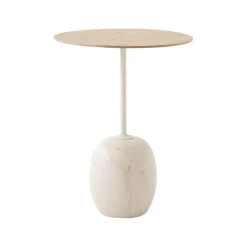 Table d'appoint Lato LN8 Chêne / Marbre Crema Diva - Ø 40 cm