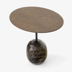 Table d'appoint Lato LN9 Noyer / Marbre Emparador - Ø 50 cm