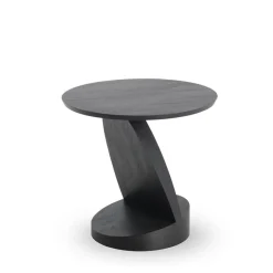 Table d'appoint Oblic en teck noir verni - Ø 52 cm