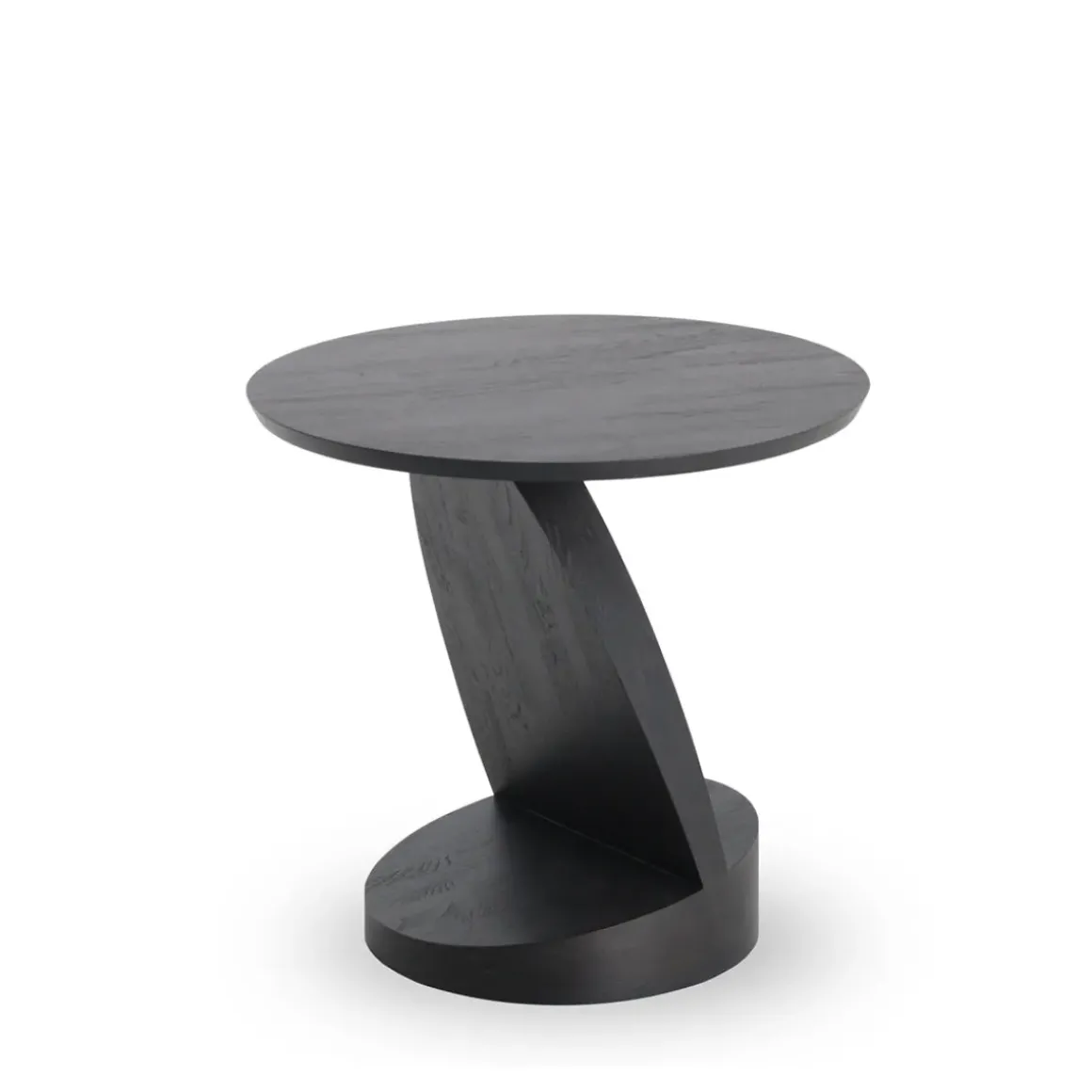 Table d'appoint Oblic en teck noir verni - Ø 52 cm