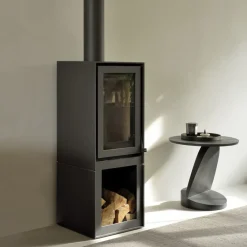 Table d'appoint Oblic en teck noir verni - Ø 52 cm