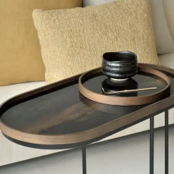 Table à plateau Oblong en métal et bois - L 69 cm