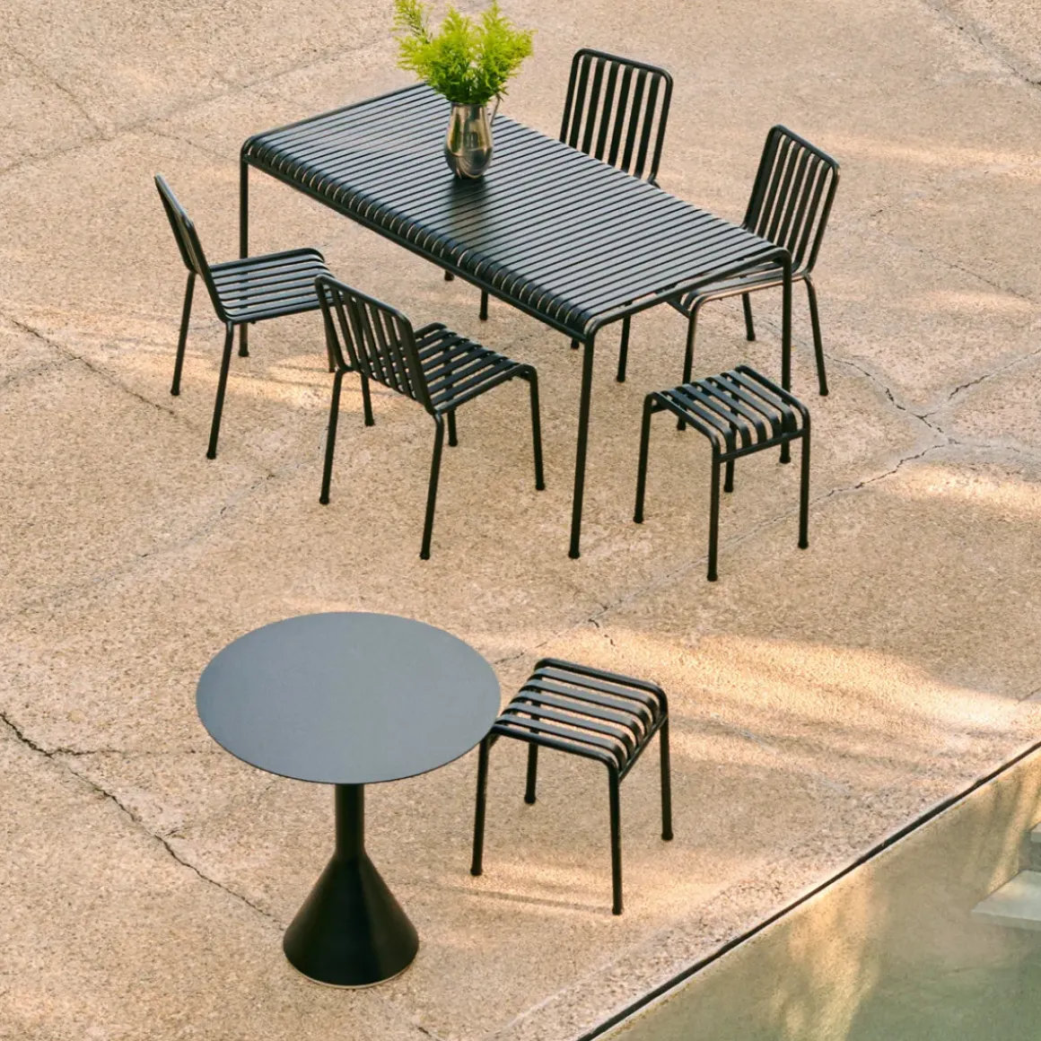 Tabouret Palissade en acier poudré - Anthracite