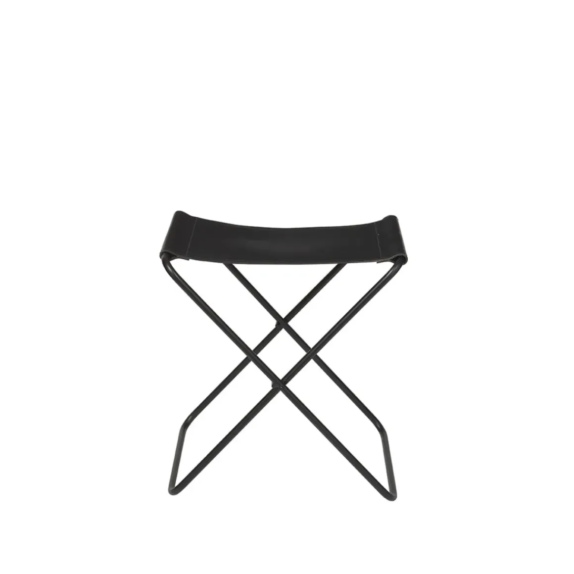 Tabouret Pliant Nola cuir et fer - 39 x 31 x 45 cm - Noir