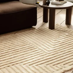 Tapis Crease en laine plissée - 160 x 250 cm - Sable clair