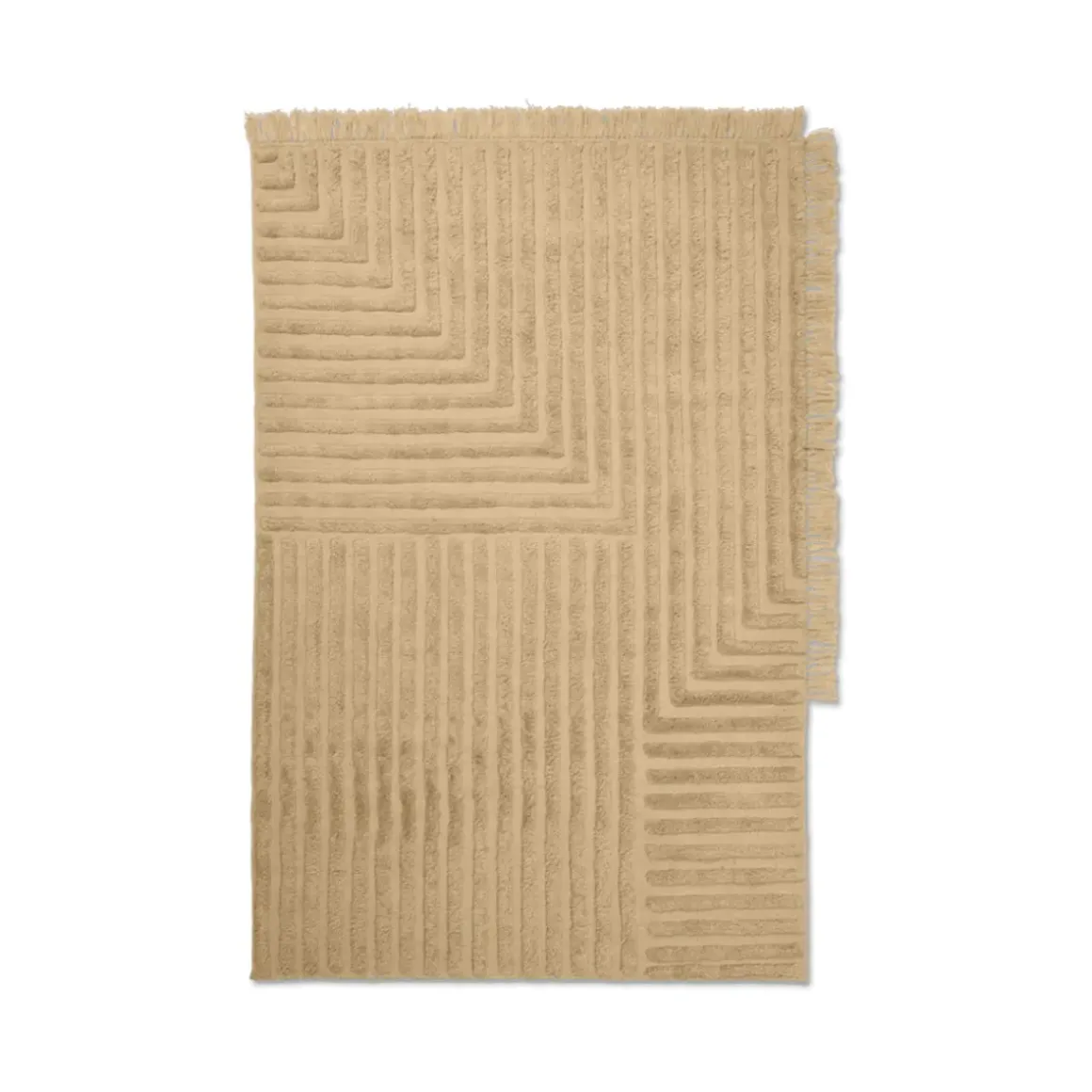 Tapis Crease en laine plissée - 140 x 200 cm - Sable clair