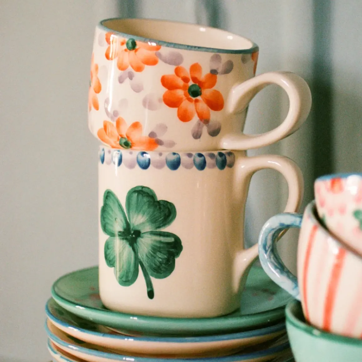 Tasse Fleurs Oranges en céramique