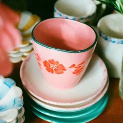 Tasse ovale Fleurs Oranges en céramique
