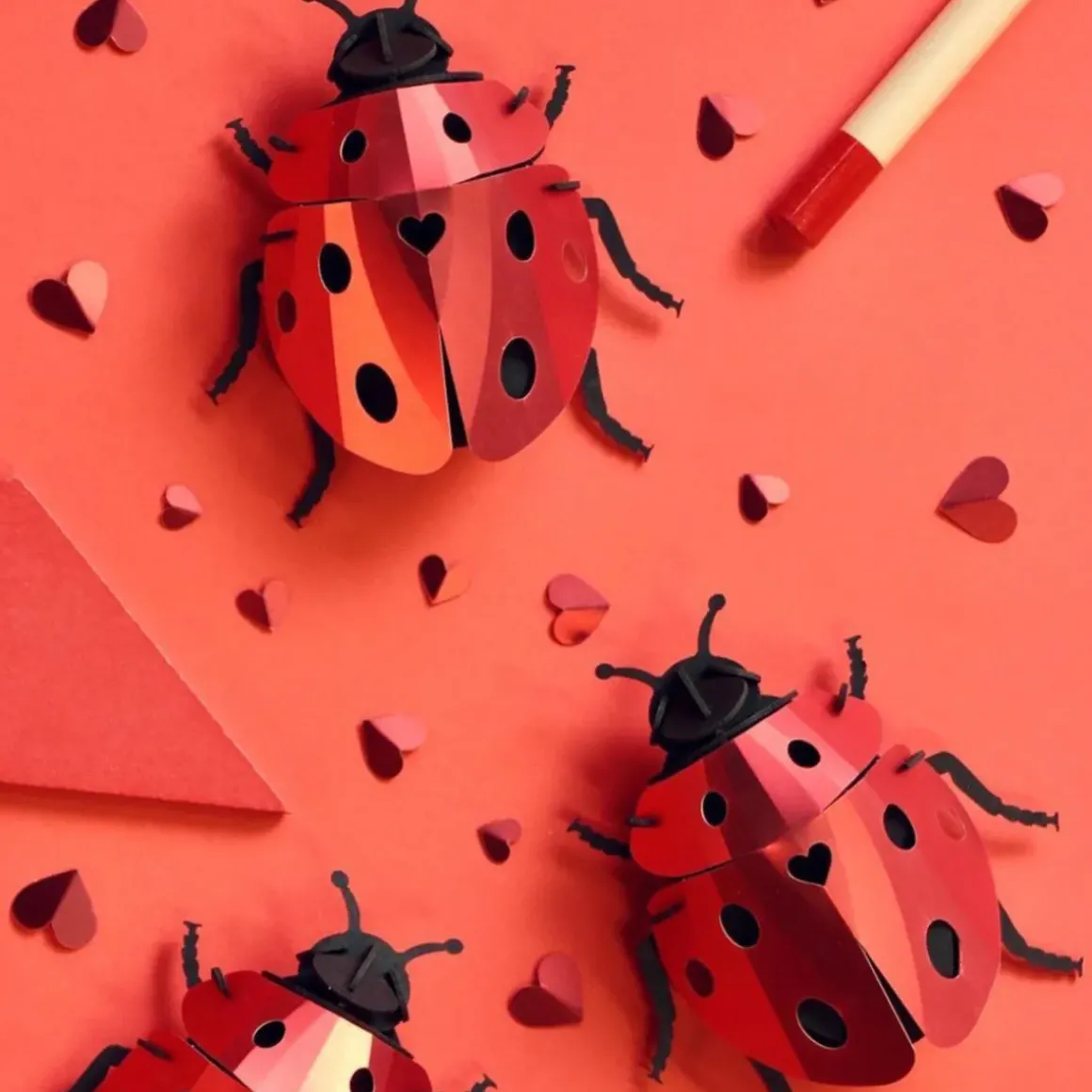 Trophée Origami Coccinelle Lady Lovebug - Rouge Ruby