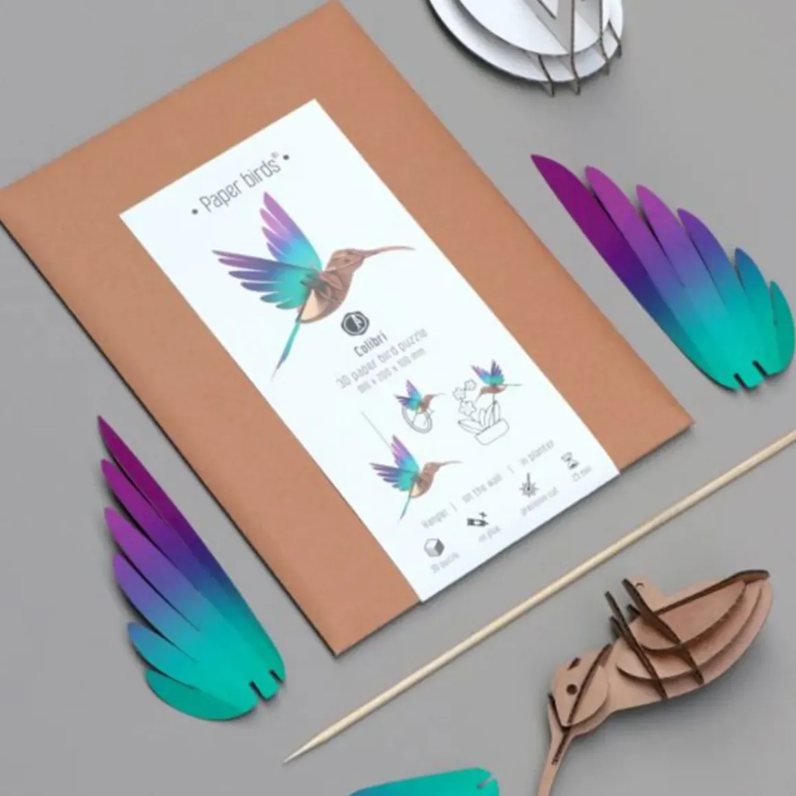 Trophée Origami Colibri Vert u0026 Violet