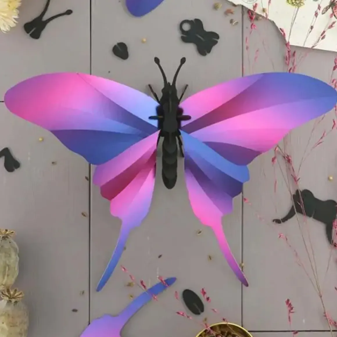 Trophée Origami Papillon Swordtail - Purple metallic