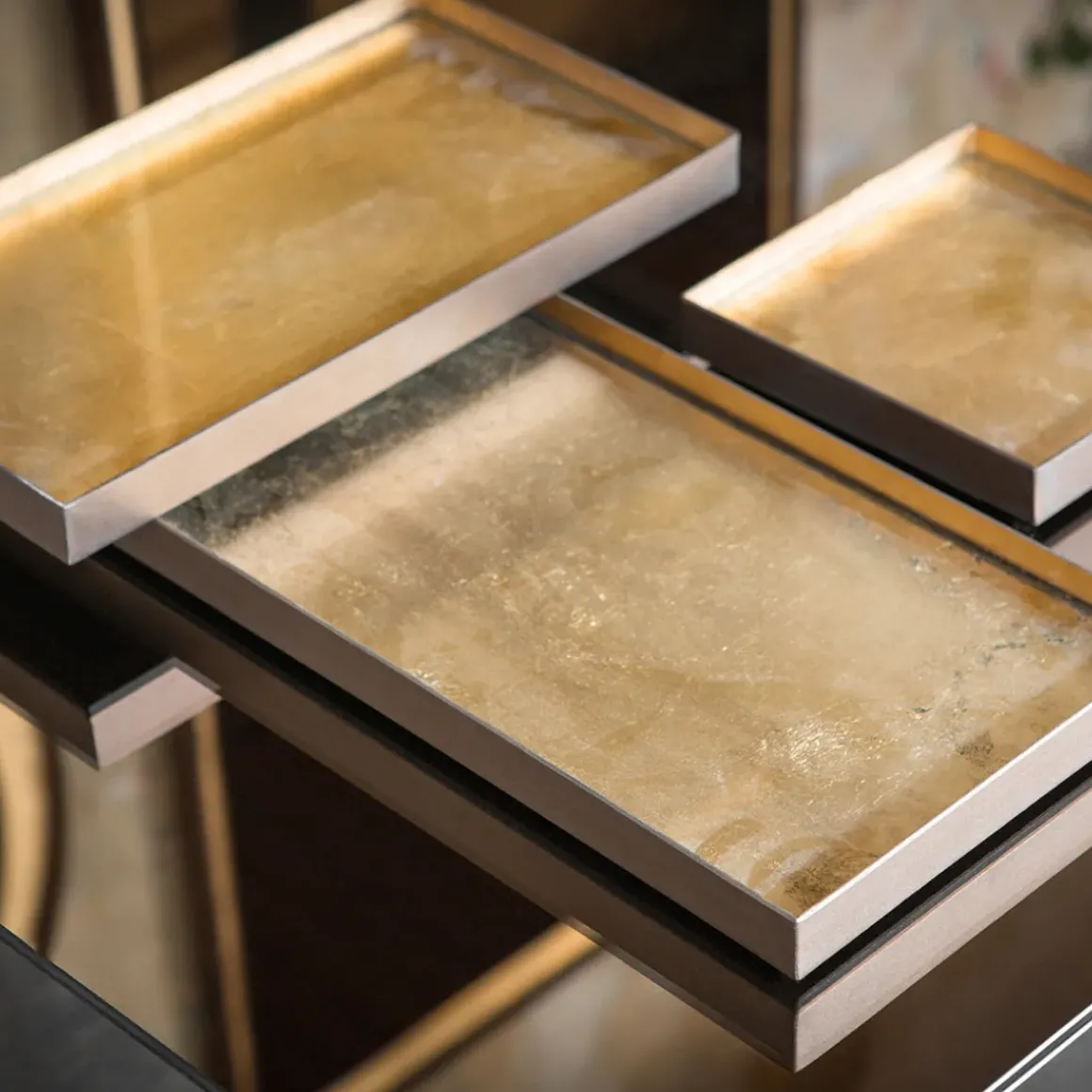 Vide-Poche en verre et feuille d'or - Gold leaf - 46 x 18 cm